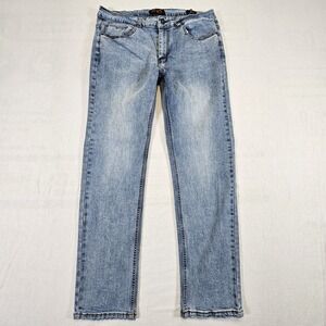 Ring of Fire Jeans Men 36 x 30 Slim Stone Wash Stretch Blue Denim
